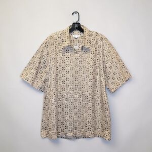 Vintage Pierre Cardin Button Down Shirt 90s Geometric Print Cotton Made in Korea